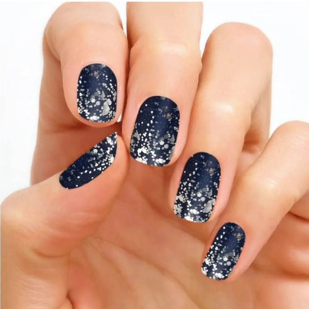 *Retired* Color Street: Lisbon Nights | Navy Blue Silver Glitter Sparkle Winter - Picture 9 of 11